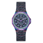 GUESS Women's 38mm Watch - Multi-Color Bracelet Black Dial Iridescent Case