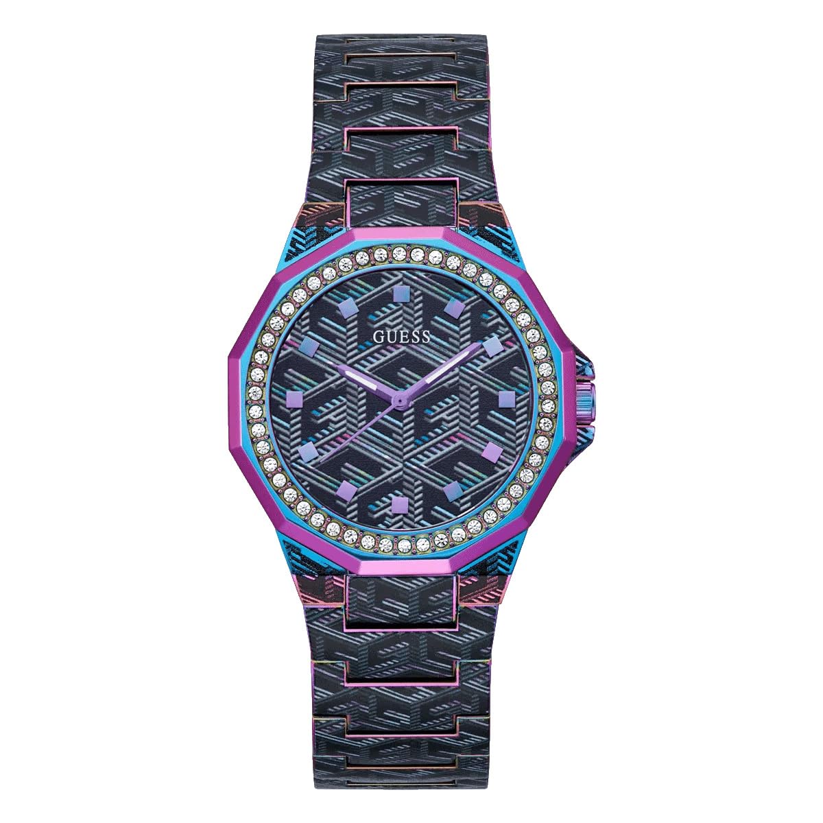 GUESS Women's 38mm Watch - Multi-Color Bracelet Black Dial Iridescent Case