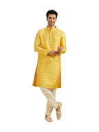 Manyavar MenS Brocade Floral Buta Motifs Kurta Set (Mustard,Xxl)