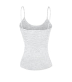 Emmalise Women's Camisole Built in Bra Wireless Fabric Support Short Cami (2Pk White, H Gray, Large)