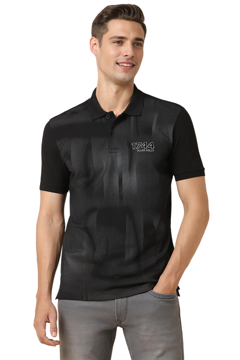 Allen Solly Men Striped Polo Neck Polo Shirt