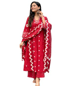 Lookmark WomenS Cotton Blend Zigzag And Dotted Print Kurta Plazzo Set With Dupatta Suitable For Every Indian Occasion (Az-Lm-Og