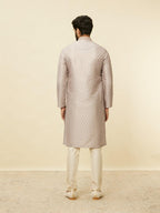 Manyavar Mens Walnut Art Silk Printed Kurta Pyjama Set