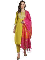 KLOSIA Women Embroidery Kurta and Pant set with Dupatta | Emboidery | Kurta set | Ethnic set | Suit | Wedding | Festive Wear | (