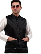 Jompers Mens Woven Design Embroidered Waistcoat
