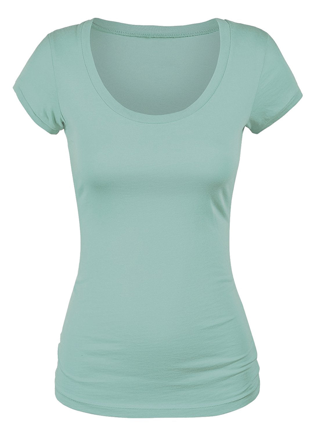 Emmalise Women's Short Sleeve Tshirt Scoop Neck Tee Shirt (Small, Dusty Sage)