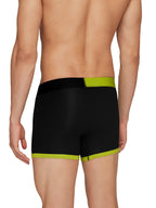 XYXX Mens Underwear Dualist IntelliSoft Antimicrobial Micro Modal Trunk Pack of 3 (Navigate & Black Iris ; Lime Punch & Black ;