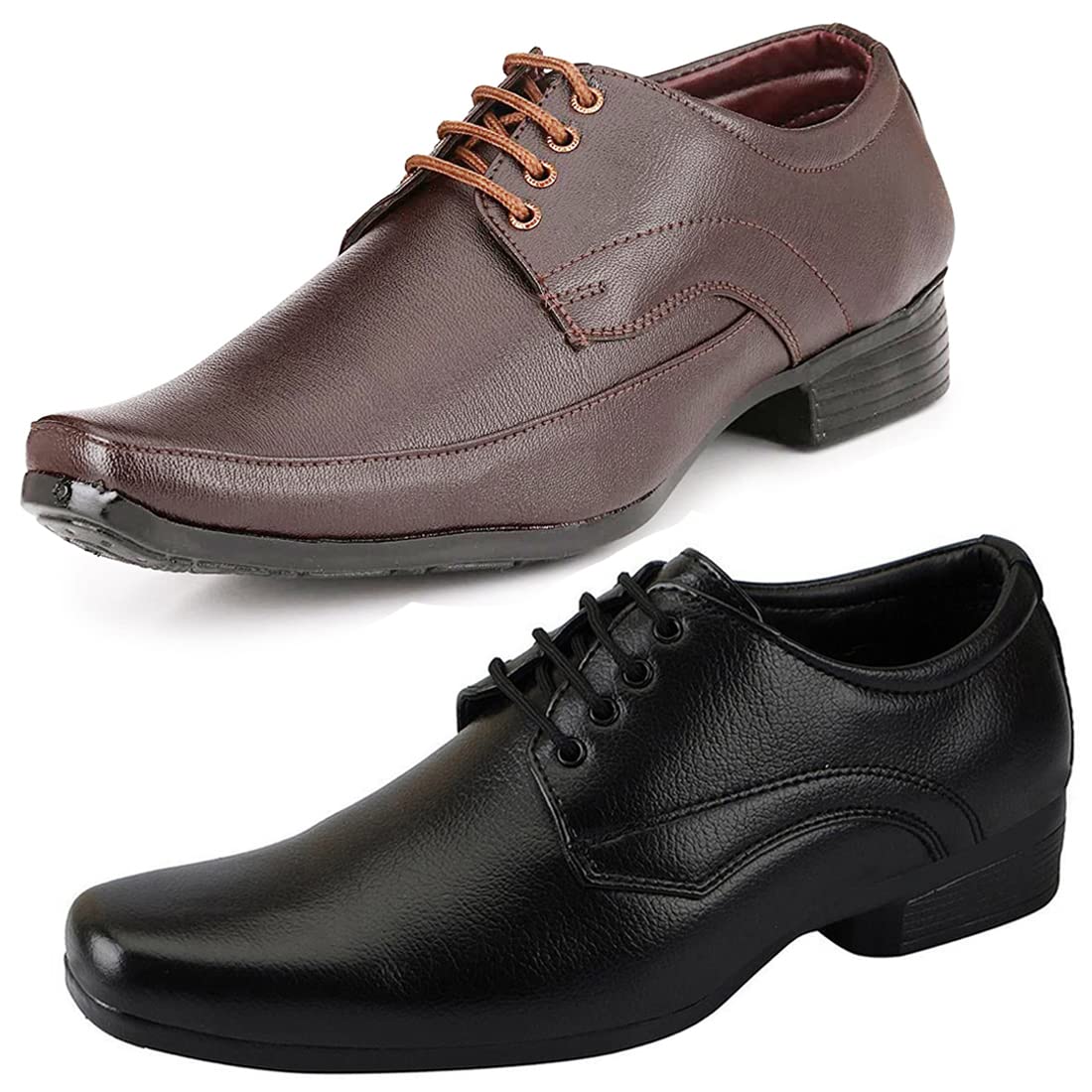 Stylish Formal Shoes/Party Shoes/ 2 Shoes Combo with Free Belt for Men and Boys (BAZAAR8105_VTR001Blk006Wht1Blk) Multicolor 10