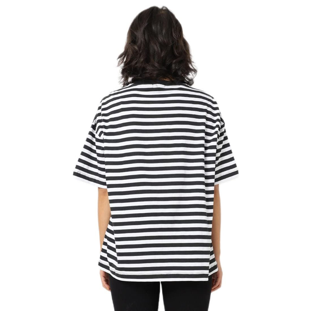 Bewakoof Womens Minion Striped Stripe White Half Sleeve Round Neck T-Shirt