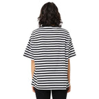 Bewakoof Womens Minion Striped Stripe White Half Sleeve Round Neck T-Shirt