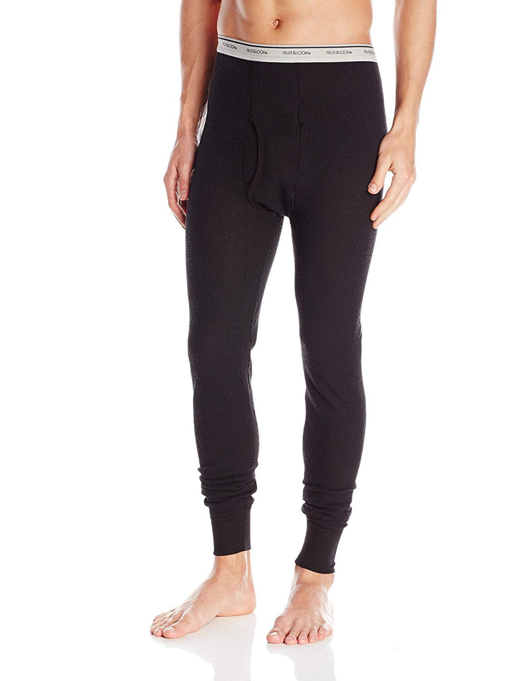 Fruit of the Loom Men's Classic Midweight Waffle Thermal Underwear Bottoms (1-Pack), Black Soot, 5X-Large
