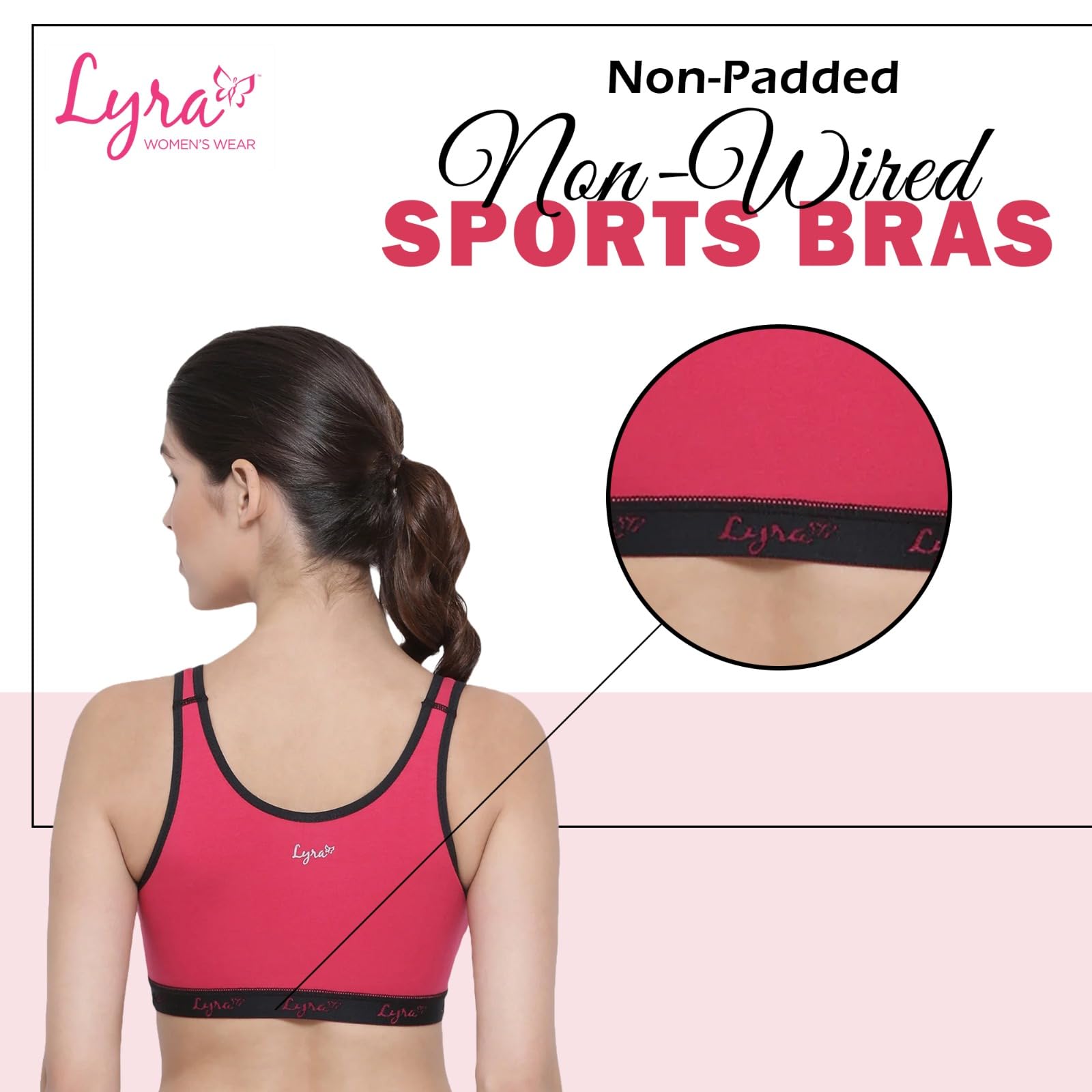 Lyra WomenS Cotton Non-Paddedwire Free Sports Bra Fuschia