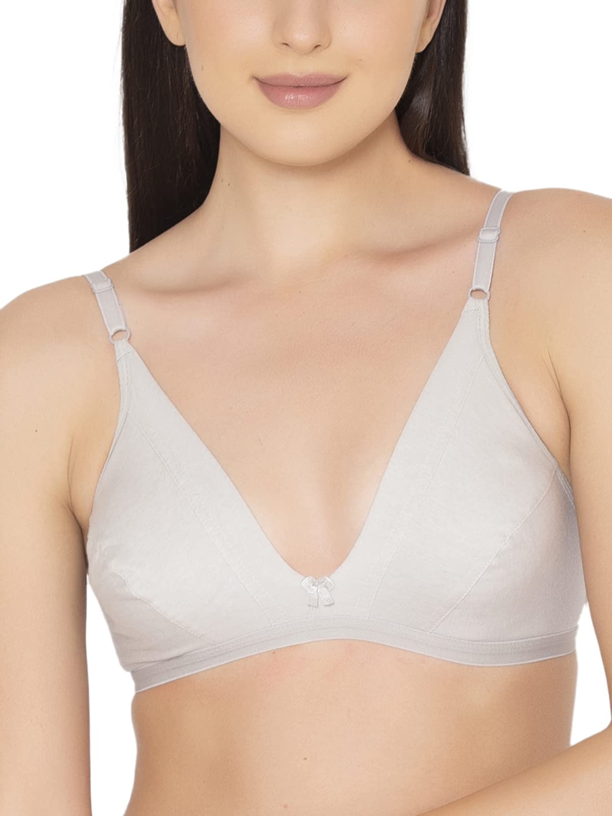 Clovia WomenS Cotton Non-Padded Non-Wired Demi Cup Plunge Bra (Br1595C01_White_34C)