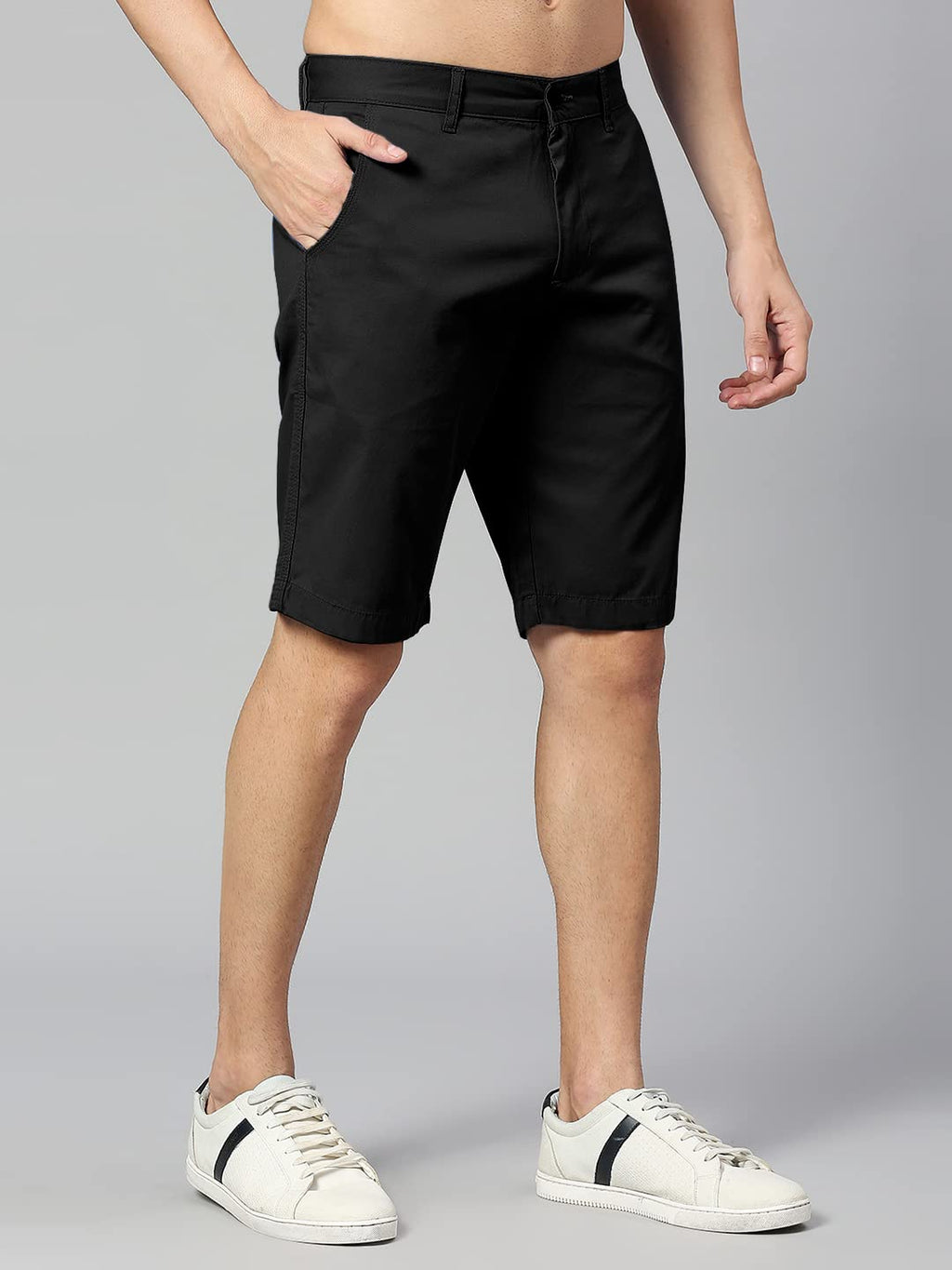 Thomas Scott Mens | 100% Cotton | Solid | Above Knee | Button Closure | Chino | Casual Shorts for Men Black