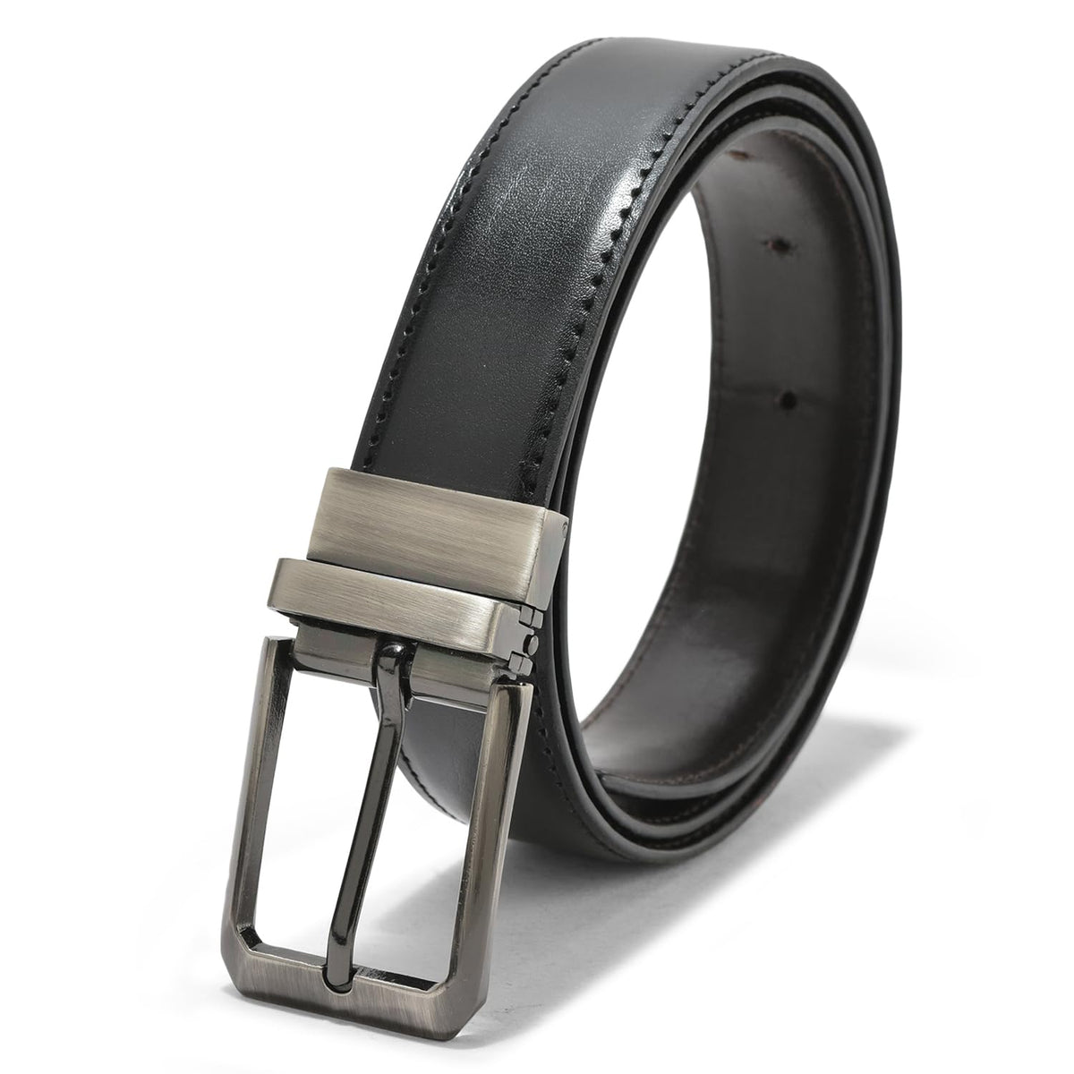 Luxeza MenS Reversible Pu Leather Belt (Silver 09, 26 To 44 Waist Adjustable) 26-44