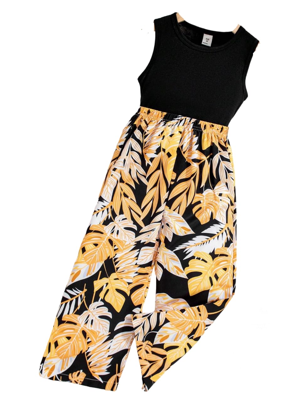 TAGAS Girls Solid Tank Top & Floral Print Wide Leg Pants || COORDINATED_OUTFIT FOR GIRLS || girls cloth set ||