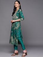 Libas Womens Printed Viscose Straight Kurta For Women Green