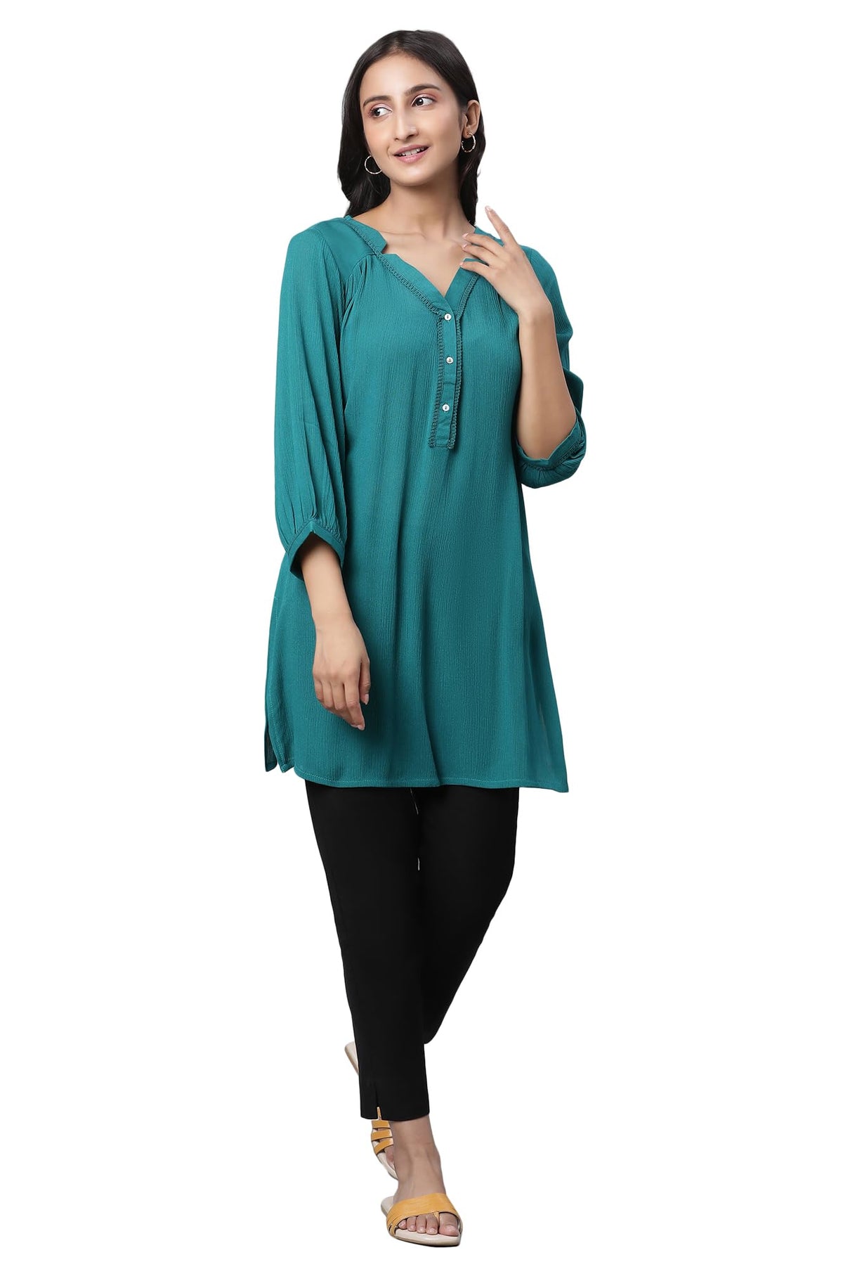 Aurelia Womens Rayon Regular Shirt (23JUA30391-604009_Green