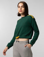 FYLTR Womens Round Neck Drop Shoulder Sweatshirt - Full Sleeve | Elasticated Waist & Cuff | Boxy Fit | Stripe Detailing