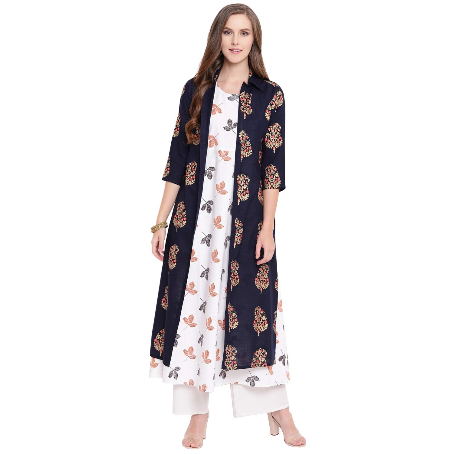 Stylum Women'S Rayon A-Line Kurta (Blueblockjacketkurta34_Navy Blue, Xs)