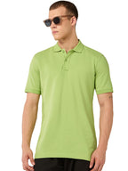 Bewakoof Mens Solid Regular Fit Half Sleeve Collared Neck Cotton Polo T-Shirt_685322_Green_S