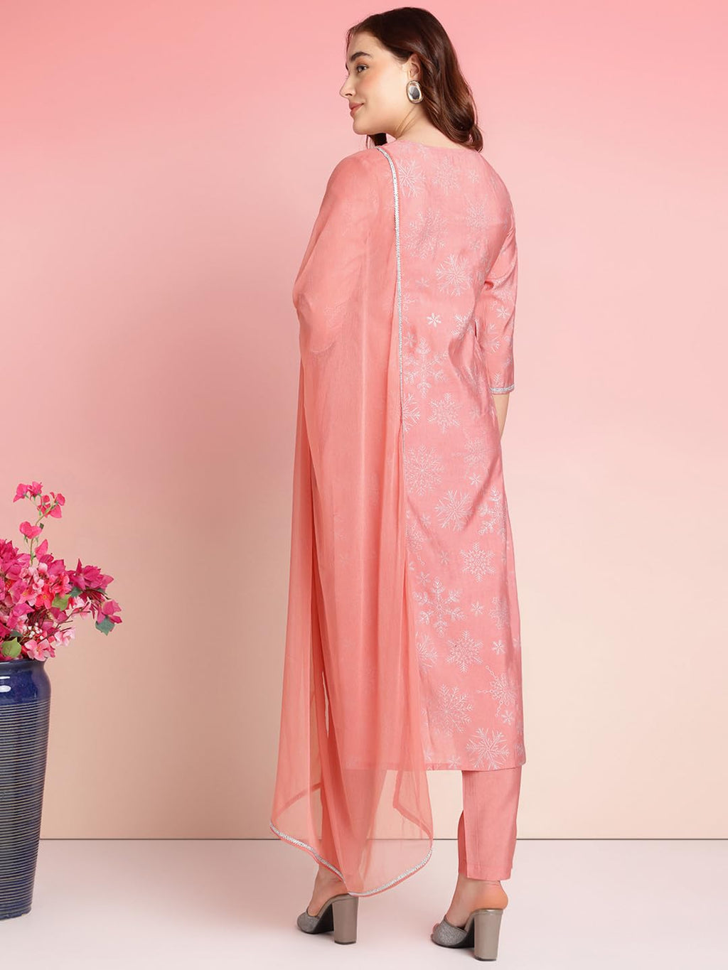 ANNI DESIGNER Womens Rayon Blend Printed Straight Kurta with Pant & Dupatta (VAYU Peach_XL_Peach_X-Large)