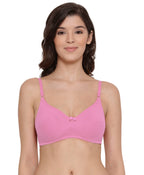 Lyra WomenS Cotton Non Padded Non- Wired Regular Moulded Bra Pink