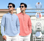 Royalscout Combo Of MenS Solid Cotton Blend Full Sleeve Straight Kurta Shirt (Pack Of 2)