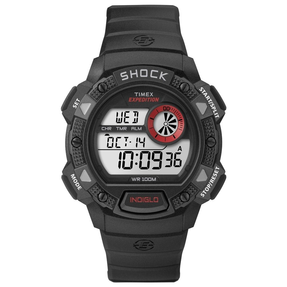 Timex Men's T49977 Expedition Base Shock Black/Red Resin Watch