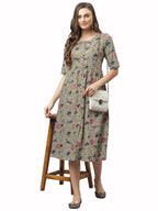 Stylum Women'S Floral Printed Rayon Flared Kurta (Turinbeige42_Beige, Xl)