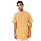 Fabindia MenS Cotton Dobby Regular Short Kurta (1038376Yellow_Yellow