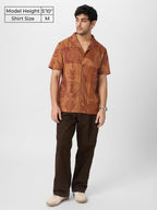 The Souled Store Textured Shirt: Mirage Men and Boys Short Sleeves Collared Neck Button Front Oversized Fit Cotton Textured Shir