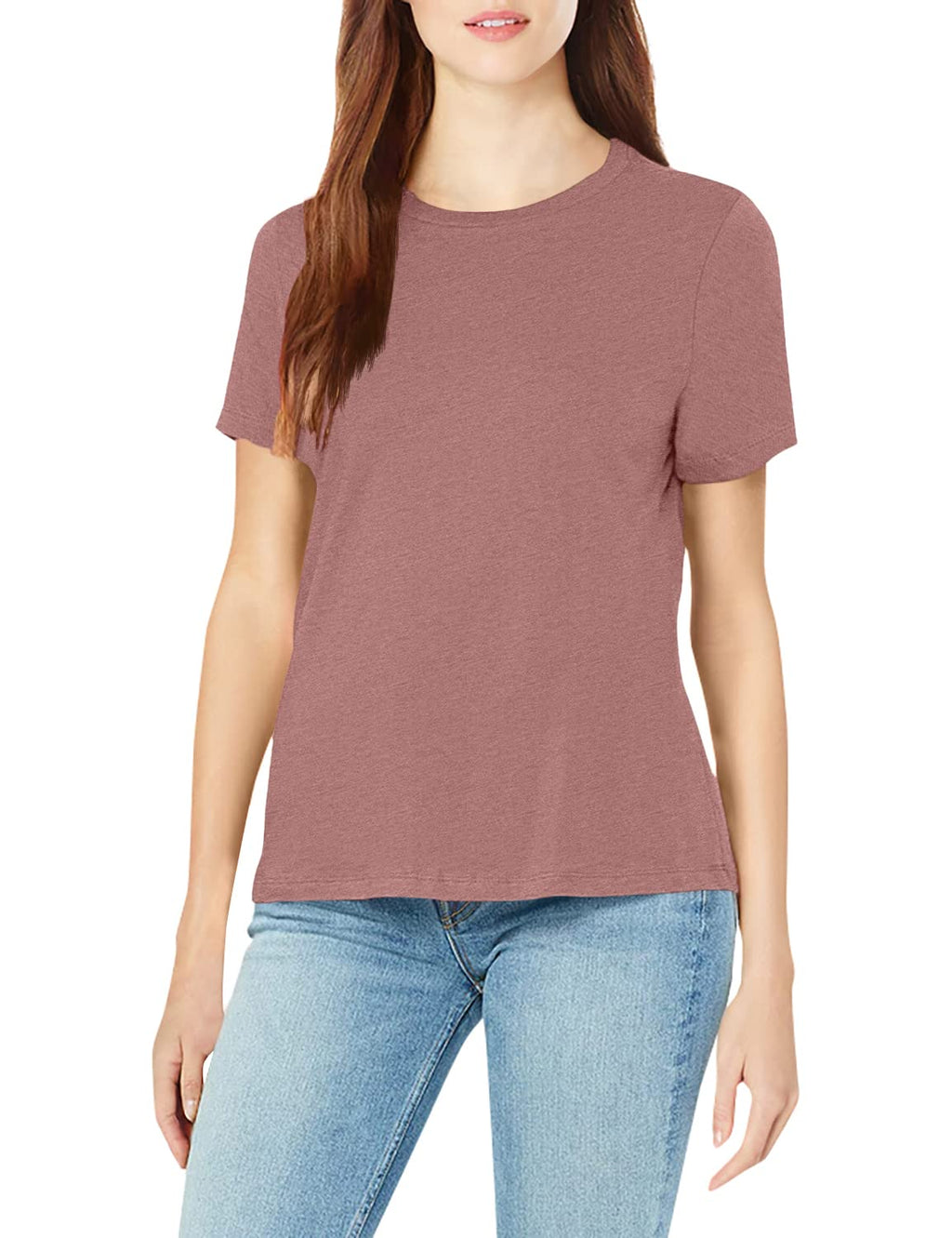Bella+ Women's Canvas Ring-Spun Crewneck Combed T-Shirt, Heather Mauve, Large