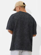 The Souled Store Flora (Acid Wash) Oversized T-Shirt for Men Boys Cotton Casual Half Sleeves Baggy Loose Fit Drop Shoulder Round