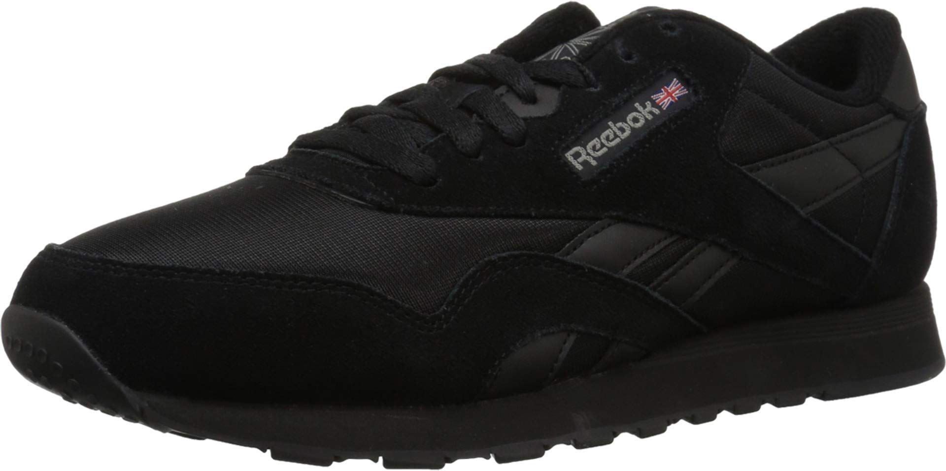 Reebok Men's Classic Nylon Sneaker, Black/Black/Carbon, 9