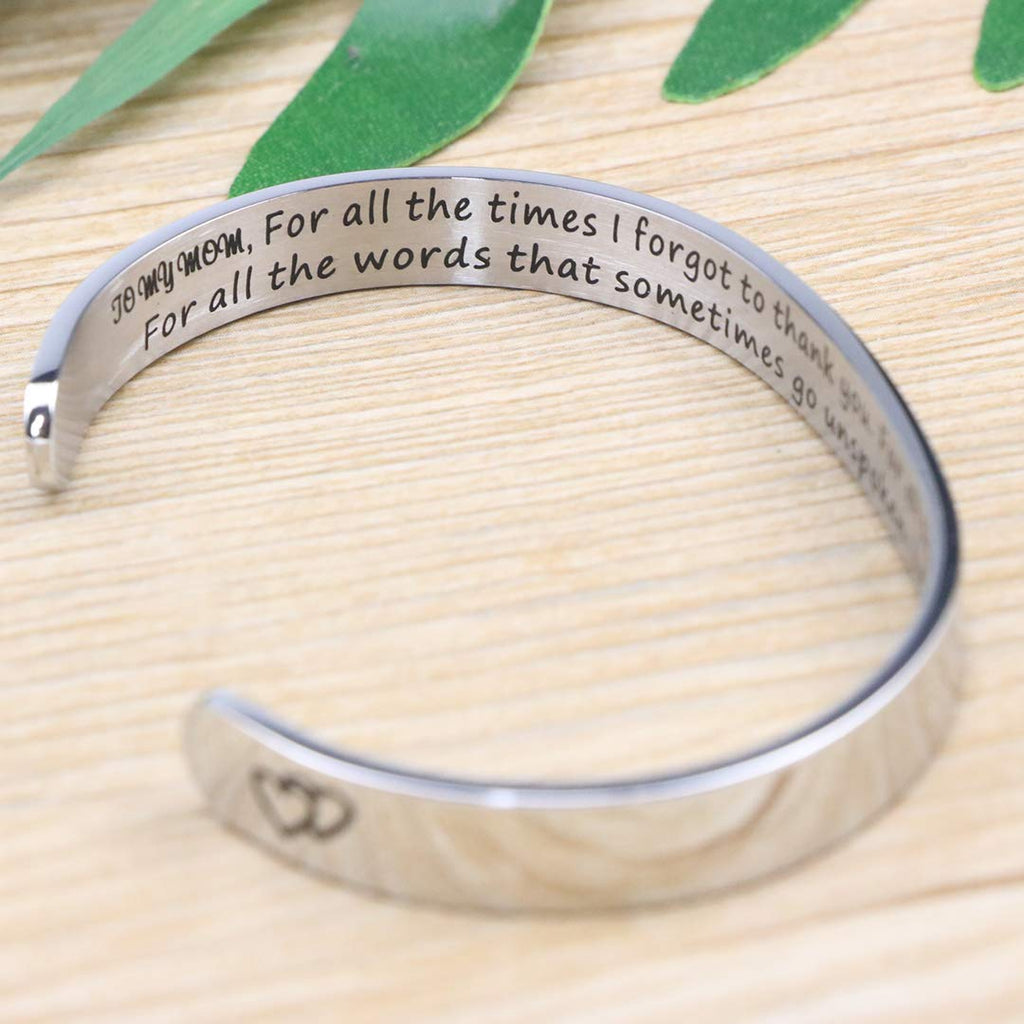 Bracelet for Mom Mothers Day Christmas Birthday Thanksgiving Day Gifts Cuff 316L Stainless Steel Inspirational Motivational Enco