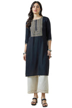 Soch Women Yoke Embroidered Rayon Straight Kurta