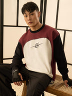 The Souled Store Naruto Shippuden: Konoha Leaf Rogue Men and Boys Round Neck Brown Colour Block Cotton Oversized Full Sleeve T-S