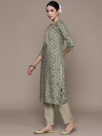 Anubhutee Women'S Viscose Rayon Printed Mauve Straight Kurta Suit Set With Pants