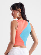 The Souled StoreWomenSolids: Blue, Coral Pink (Colourblock) CottonTank Tops Tank top for Girl Women Comfortable Loose Square Moc