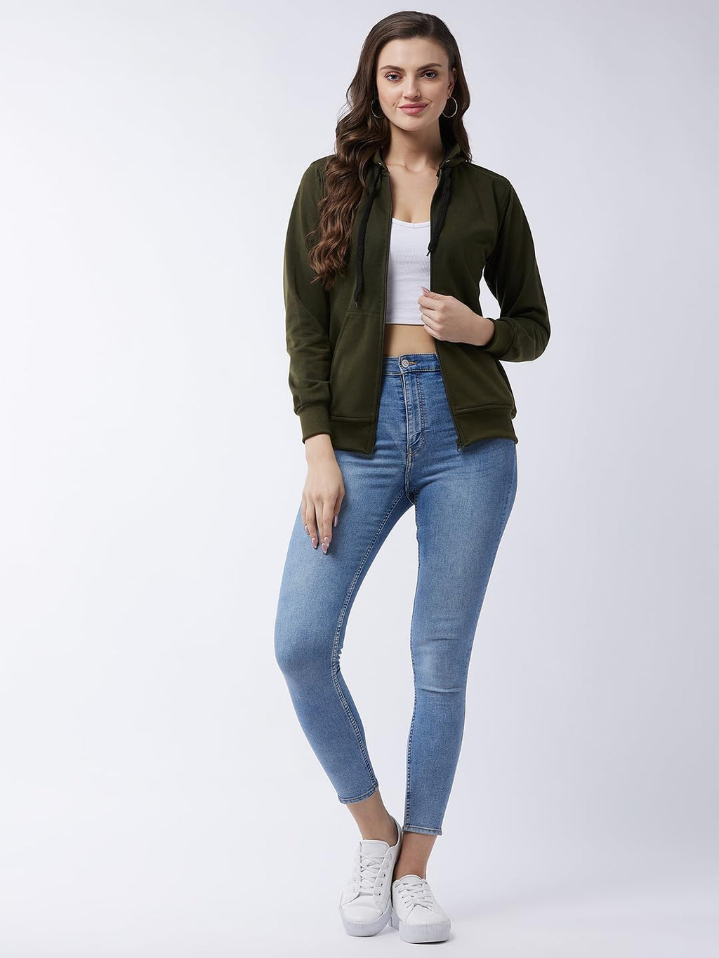 Pivl Full Sleeve Solid Women Sweatshirt_Olive, M