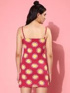Juneberry Red & Yellow Floral Printed Snug Fit Sleeveless Strappy Above Knee-Length Sheath Dress (Jbdr_0323_2001_Vm_Xxl)