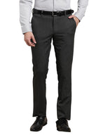 Turtle Men 4 Way Stretch Slim Fit Solid Charcoal Flat Front Formal Trouser