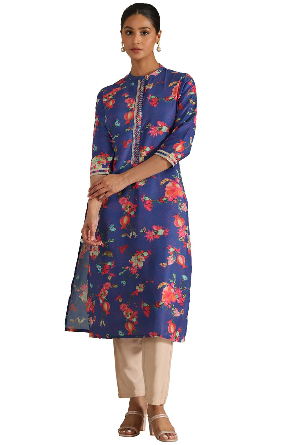 Soch Women Muslin Botanical Print Kurta with Cutdana