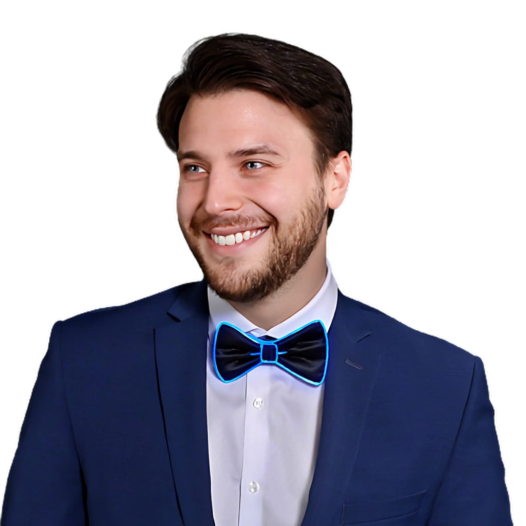 blinkee EL Wire Blue Bow Tie for Men Night Rave Parties