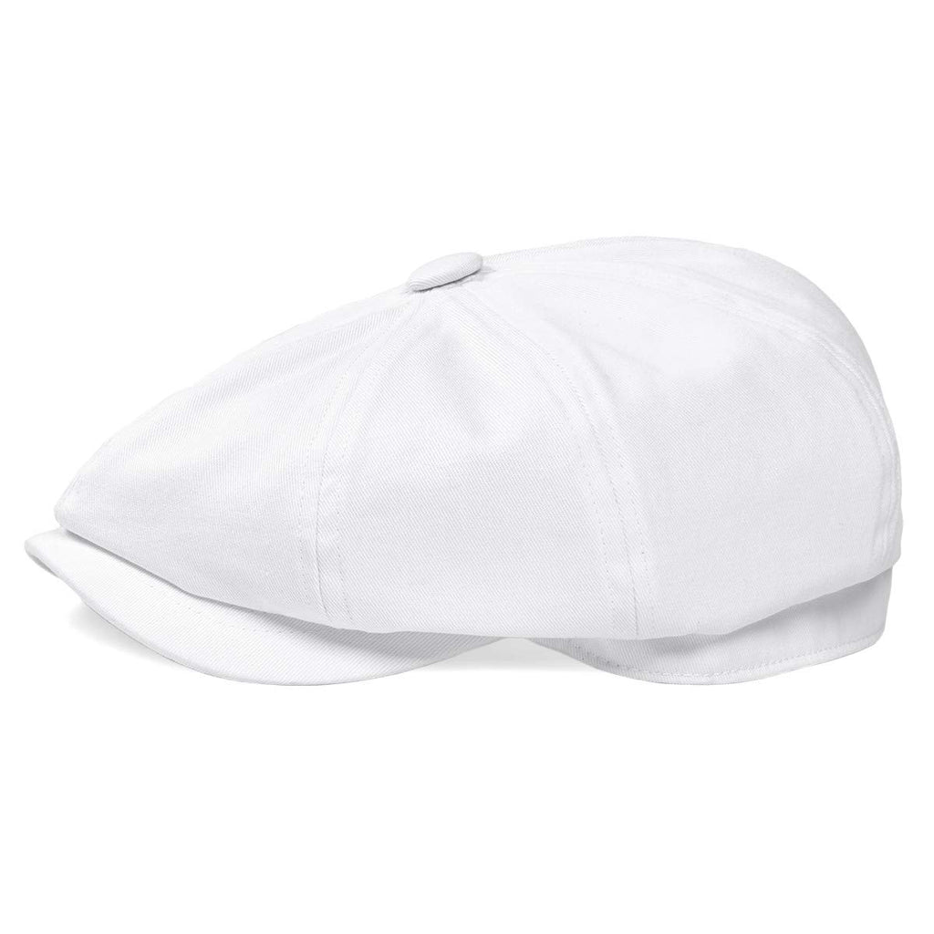 BOTVELA Men's Newsboy Flat Cap 100% Cotton Gatsby Ivy Golf Cabbie Hat (White, 7 7/8)