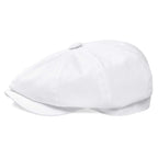 BOTVELA Men's Newsboy Flat Cap 100% Cotton Gatsby Ivy Golf Cabbie Hat (White, 7 7/8)