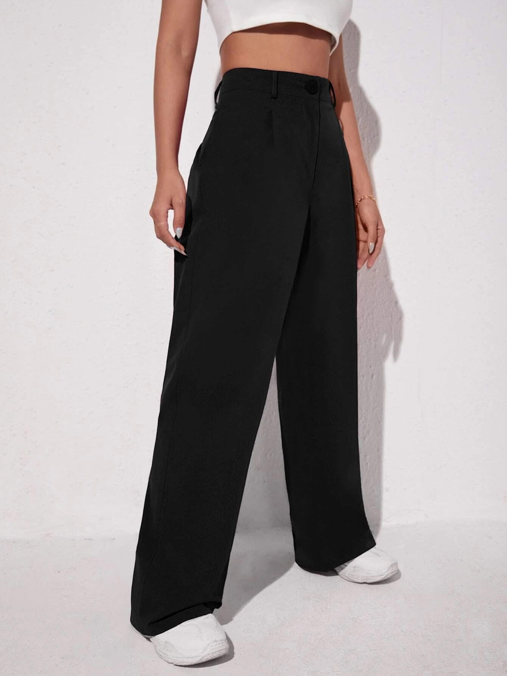 Toochki Womens Regular Fit Elastic Waist Full Length Spandex Formal Trouser for Casual Wear, Office Wear Black