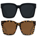 ANDWOOD Oversized Sunglasses for Women Big Large Square Wide Frame Shades Retro Trendy Fashion UV Protection Matte Black Tortois