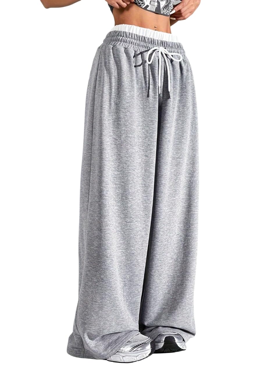 Dockstreet WomenS Baggy Fit High Rise Jogger/Sweatpants .Openjgrs1711AOpnbotmgreywomenjogr34 34